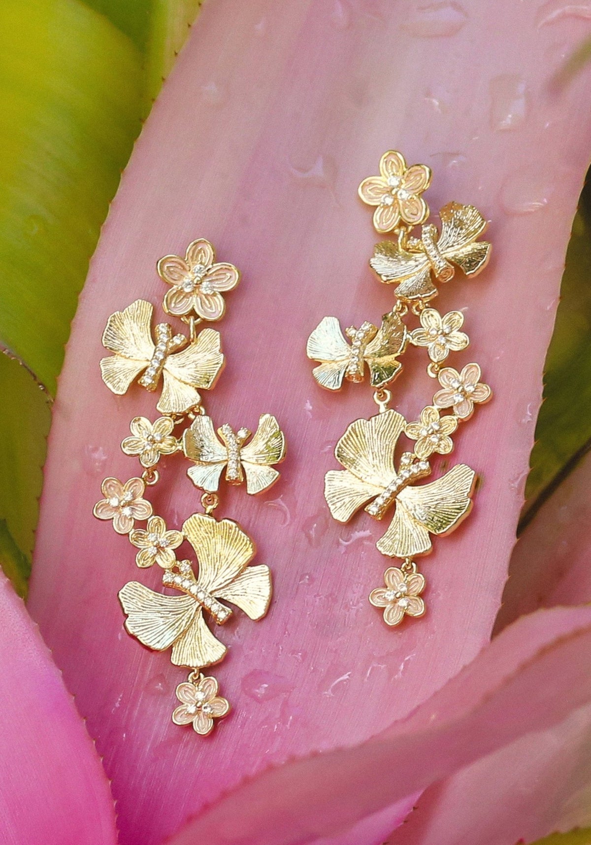 Butterfly With Flowers Dangle Earrings - Robert's-Anabel Aram-Robert's