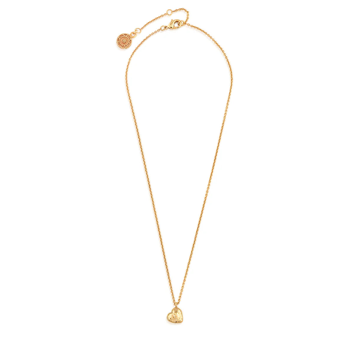Love Heart Charm Necklace, 16"+2" - Gold