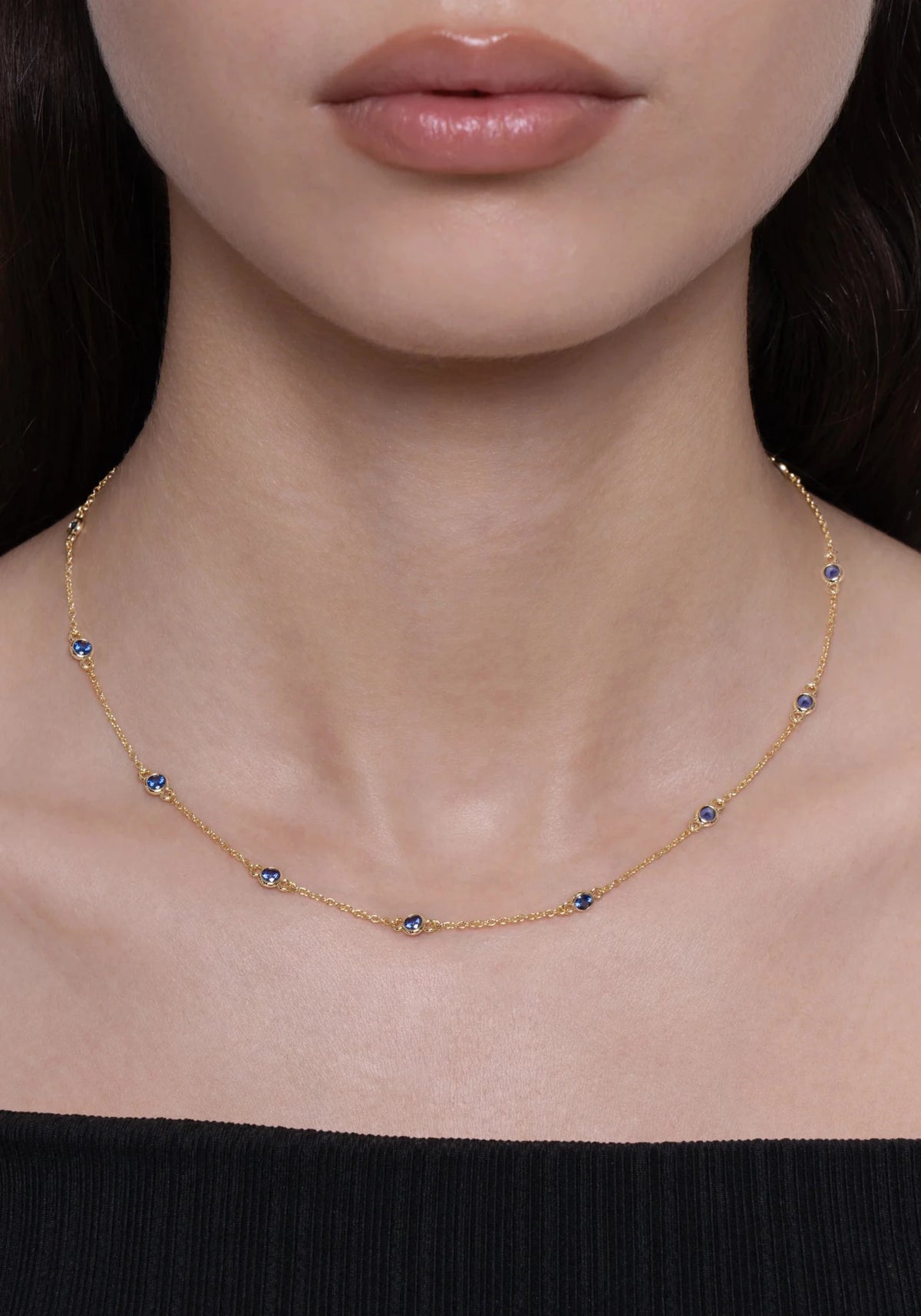 Anabel Aram-Celeste Chain With Crystals, Blue - Robert's