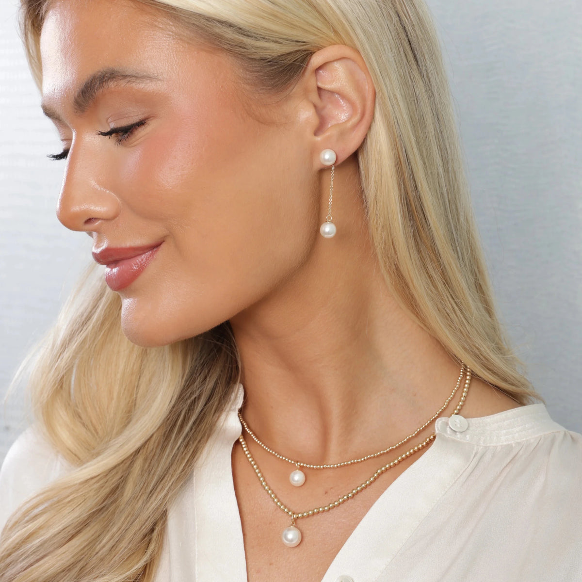 choker beaded - classic gold 3mm - classic pearl 10mm charm - Robert's-enewton-Robert's