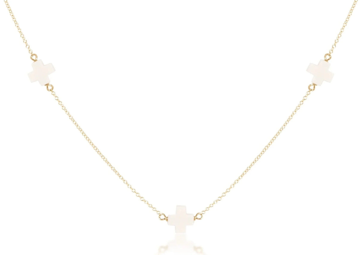 Choker Simplicity Chain Gold 17in - Signature Cross Off-White - Robert's-enewton-Robert's