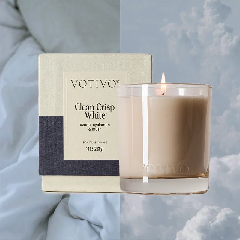 Clean Crisp White 10 oz. Signature Candle - Robert's-VOTIVO-Robert's