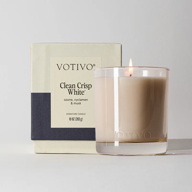 Clean Crisp White 10 oz. Signature Candle - Robert's-VOTIVO-Robert's