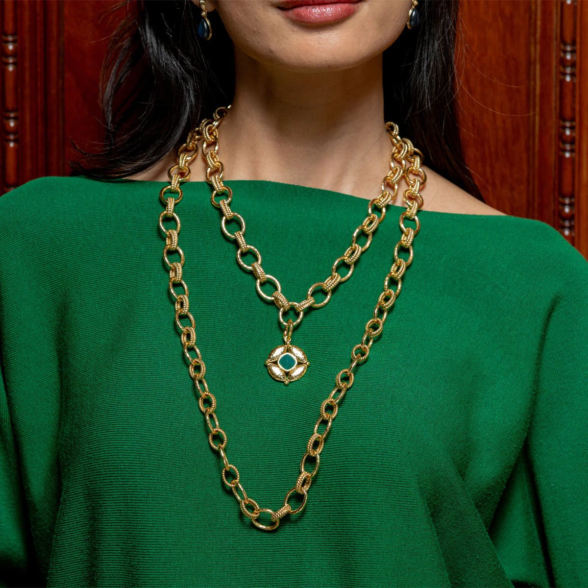 Cleopatra Regal Link Necklace, 16"+2" - Gold - Robert's-Capucine De Wulf-Robert's