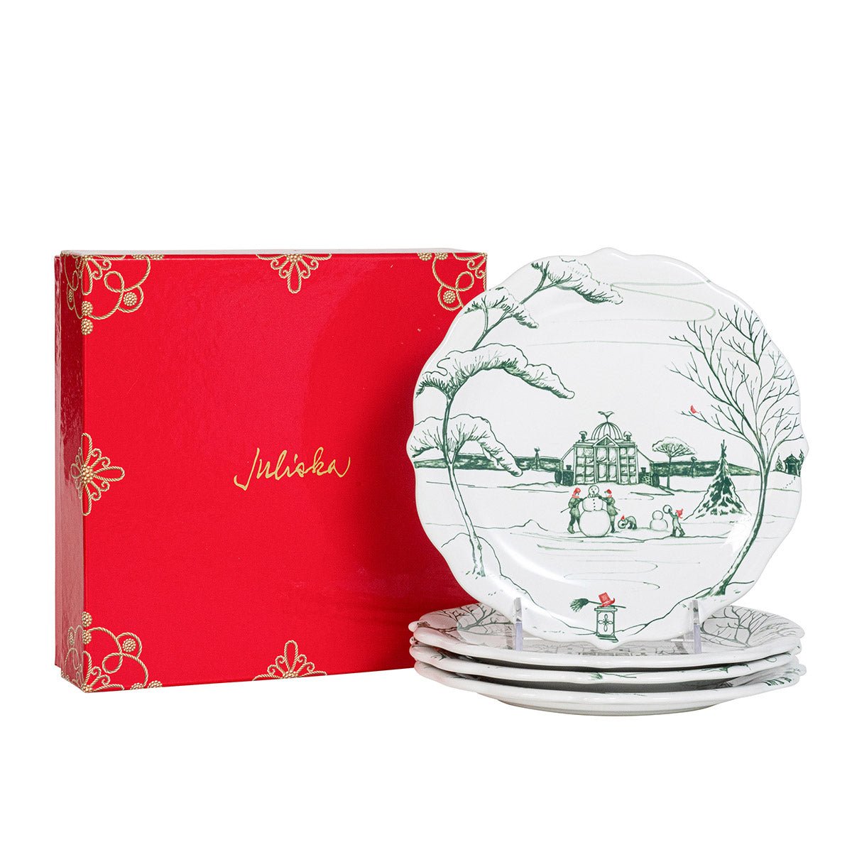 Country Estate Winter Frolic Party Plate Assorted Set/4 - Evergreen - Robert's-Juliska-Robert's