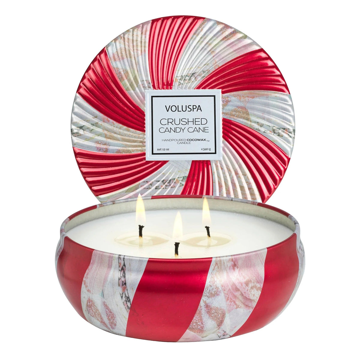 Crushed Candy Cane 3 Wick Tin Candle - Robert's-VOLUSPA-Robert's
