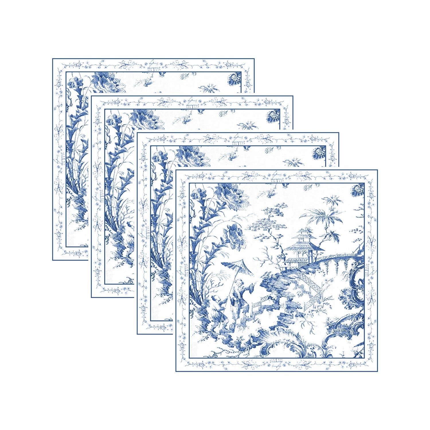 Chinoiserie Napkins 20 x 20 Set of 4, Blue & White