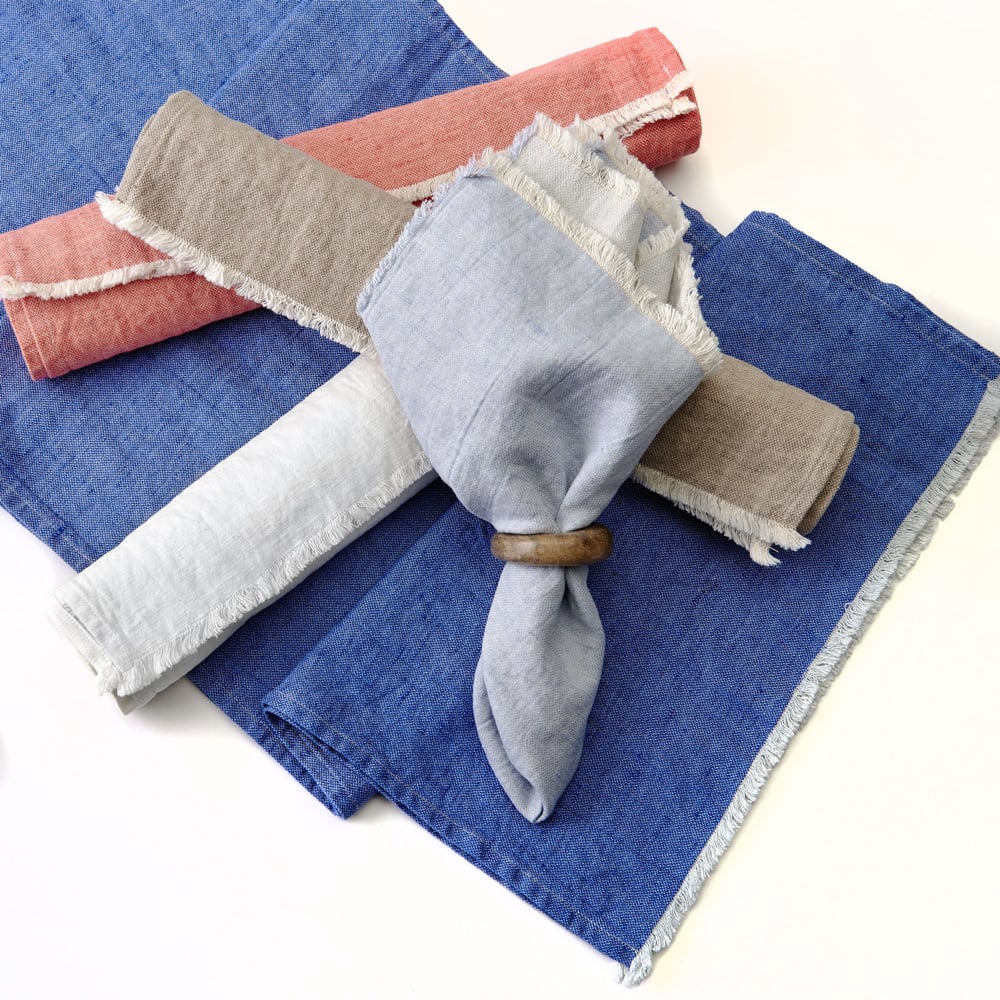 Deborah Rhodes Fringe Tip Napkin Indigo - Robert's-Deborah Rhodes-Robert's