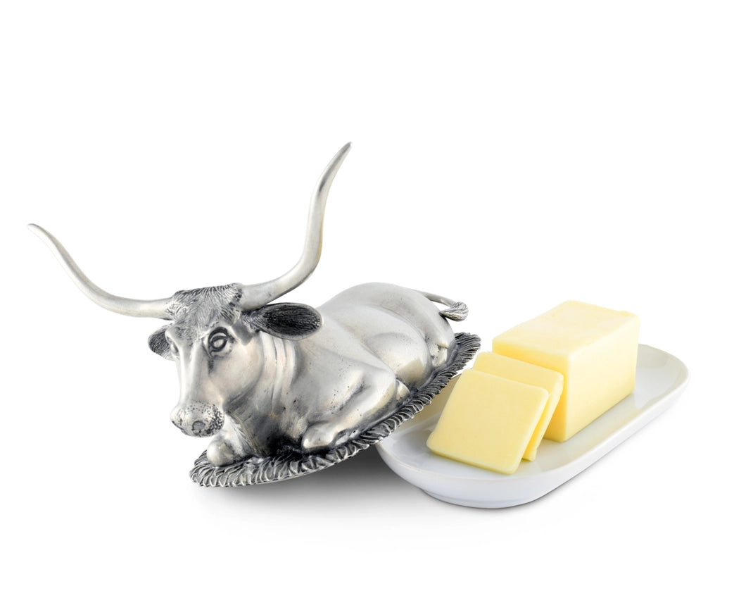 Pewter Longhorn Steer Butter Dish
