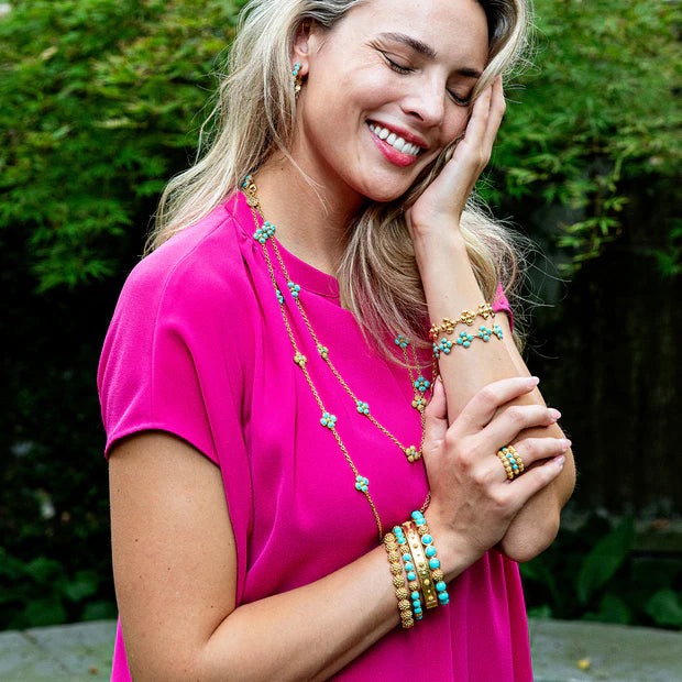 Berry Clover Link Bracelet - Turquoise