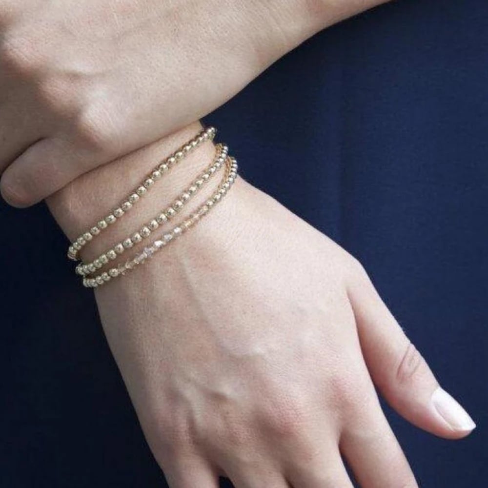 Classic Gold 4mm Beaded Bracelet