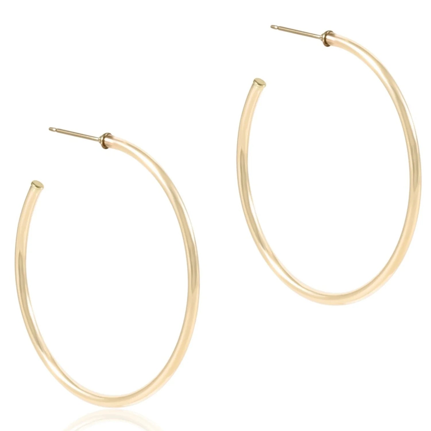 round gold 1.75" post hoop - 2mm - smooth