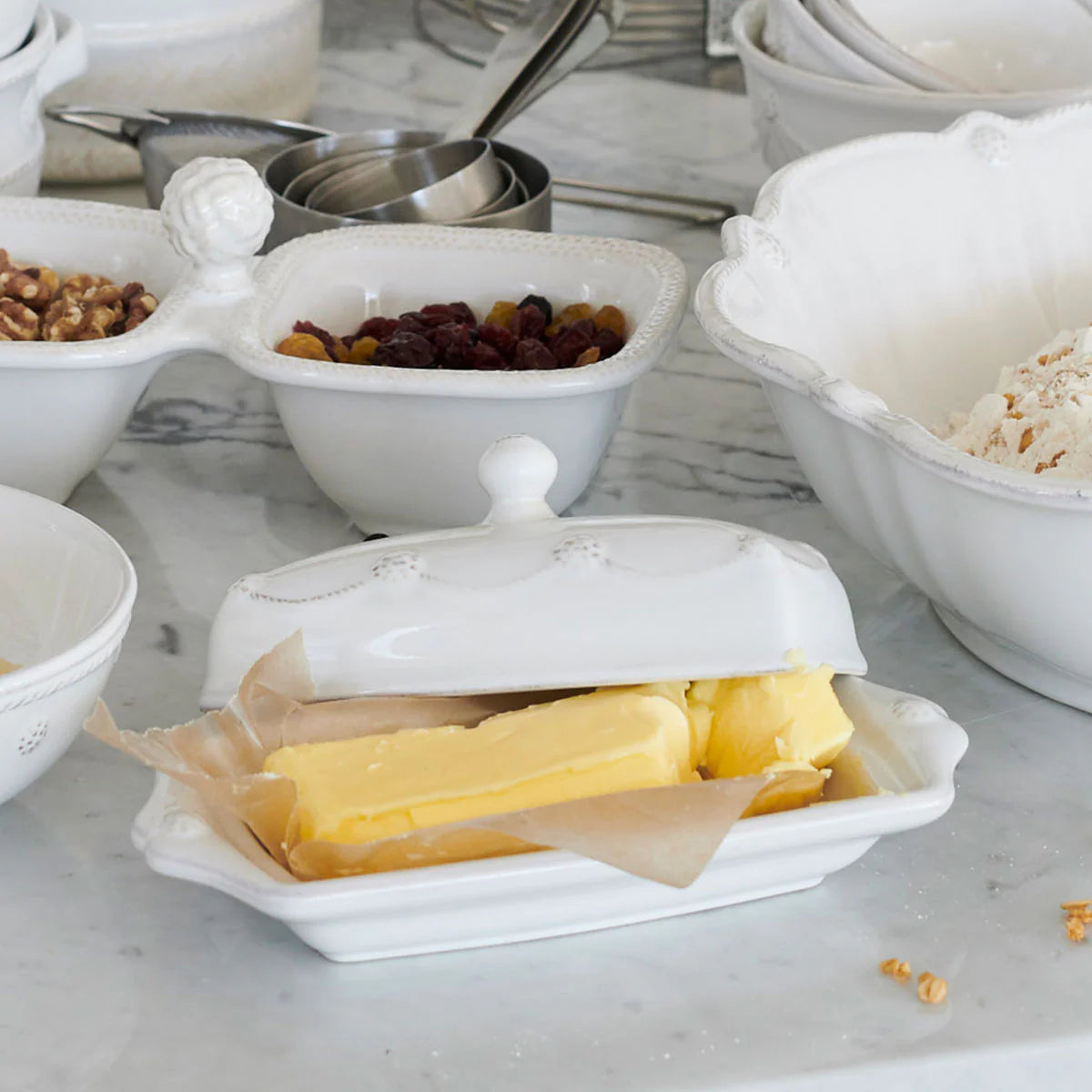 Berry & Thread Butter Dish Whitewash