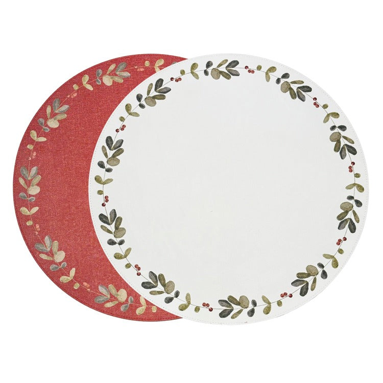 VIDA Holly Reversible Round Placemats Set of 4 (Red & Green)