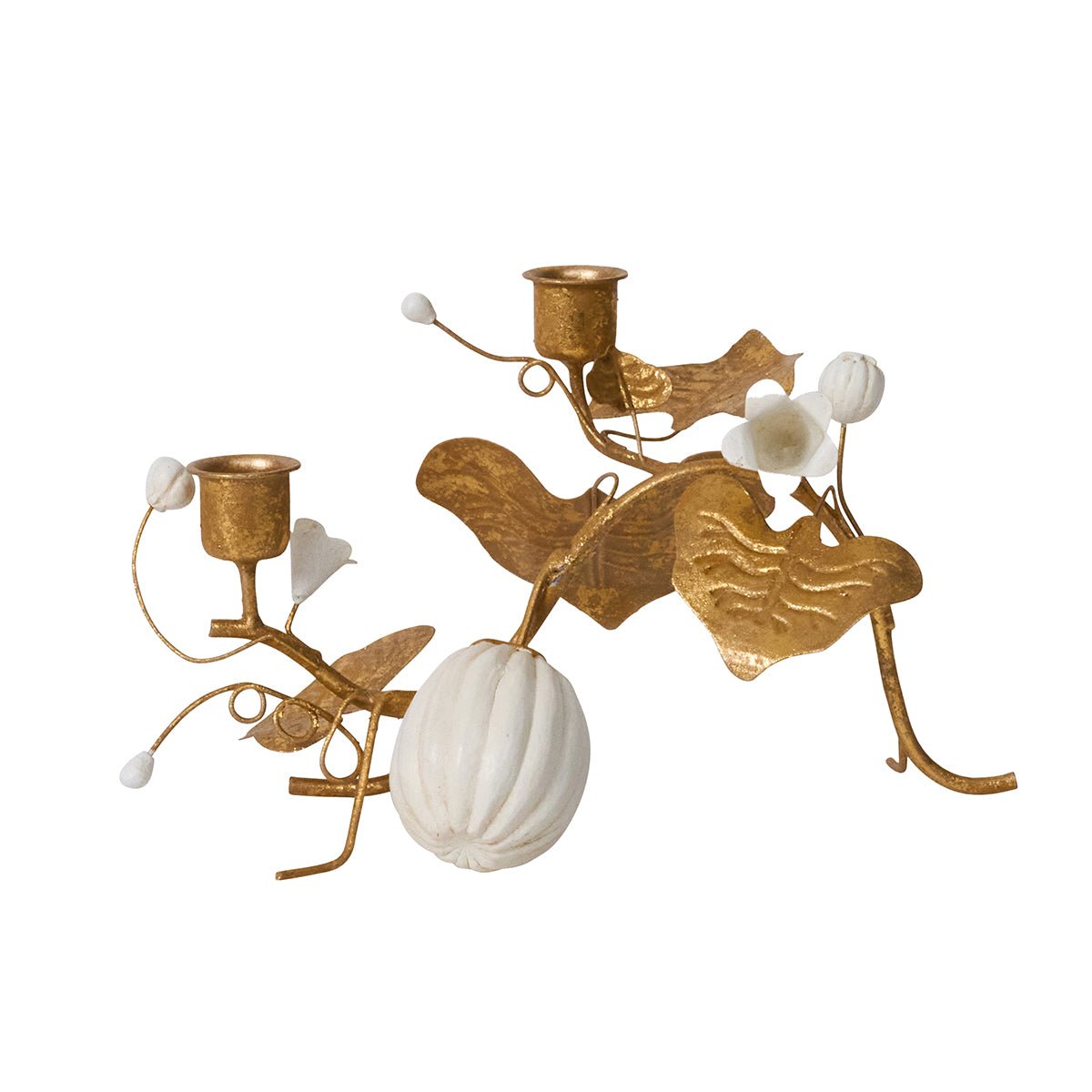 Forest Walk Pumpkin & Vine Double Candlestick Holder - Gold - Robert's-Juliska-Robert's