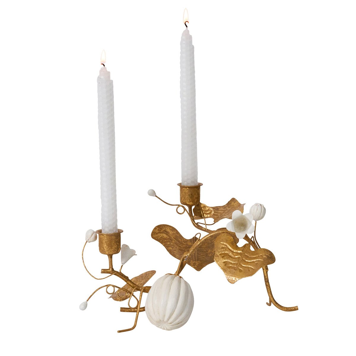 Forest Walk Pumpkin & Vine Double Candlestick Holder - Gold - Robert's-Juliska-Robert's