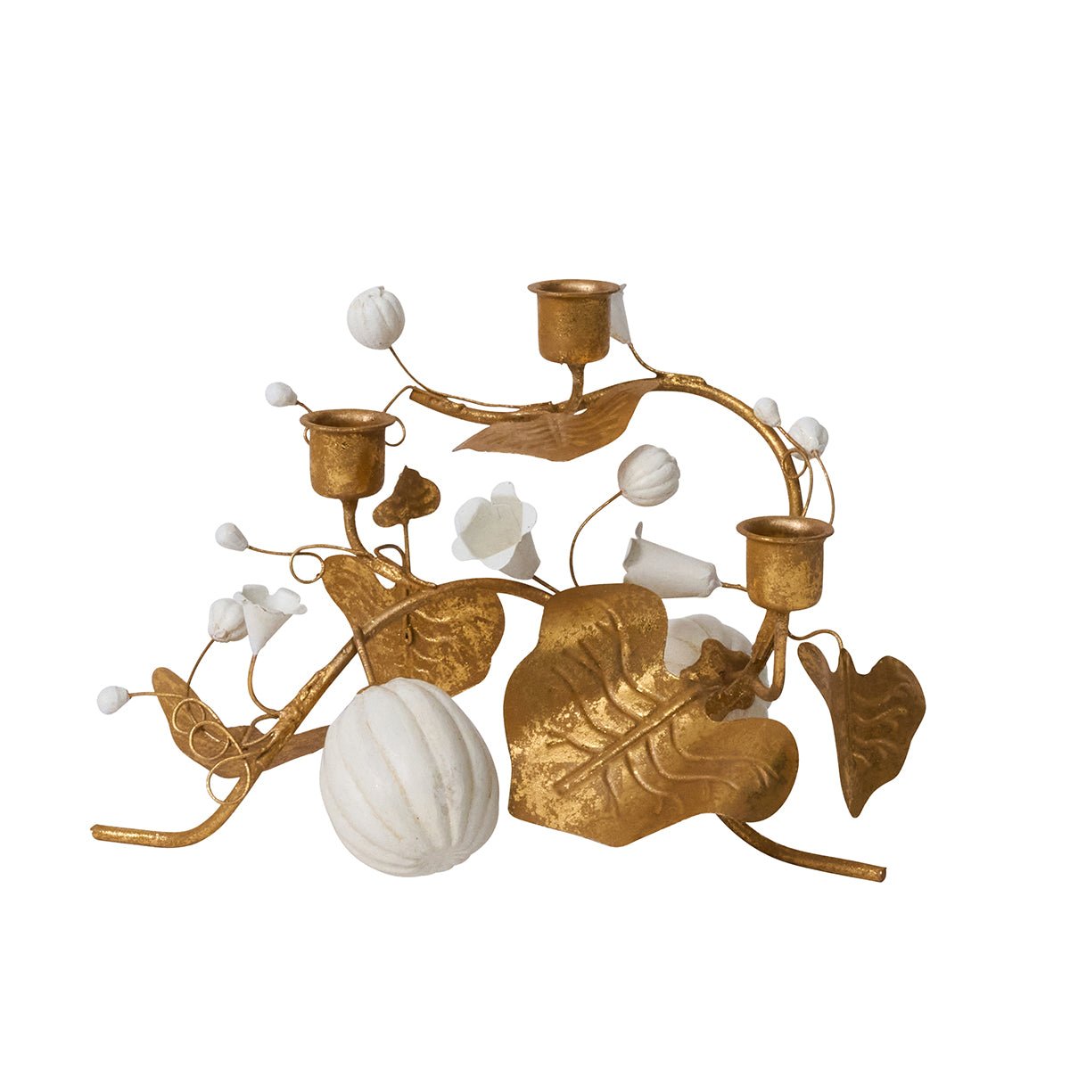 Forest Walk Pumpkin & Vine Triple Candlestick Holder - Gold - Robert's-Juliska-Robert's