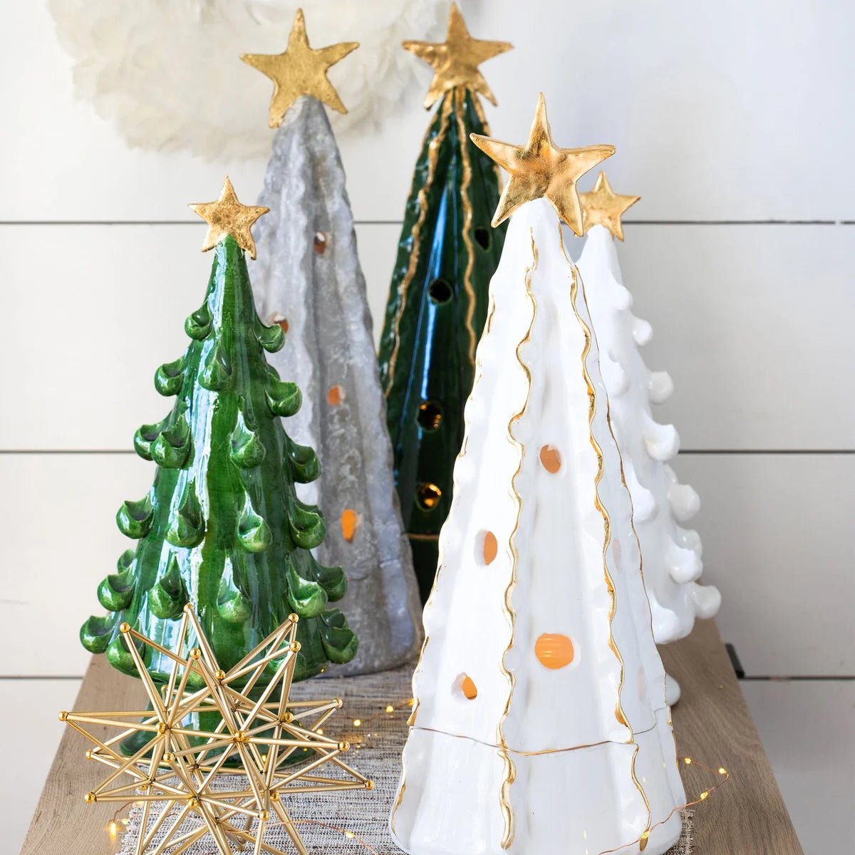 Foresta Green Medium Tree with Gold Star - Robert's-VIETRI-Robert's