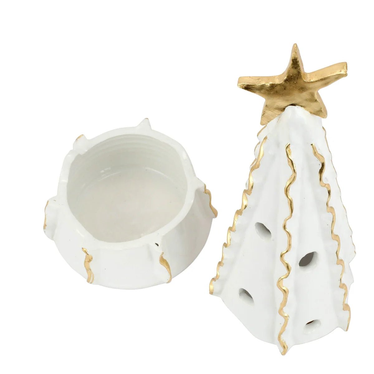 Foresta White Large Tree with Ribbon & Gold Star - Robert's-VIETRI-Robert's