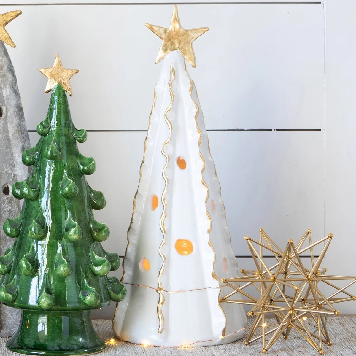 Foresta White Large Tree with Ribbon & Gold Star - Robert's-VIETRI-Robert's
