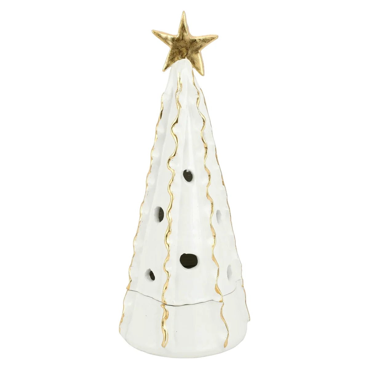 Foresta White Large Tree with Ribbon & Gold Star - Robert's-VIETRI-Robert's