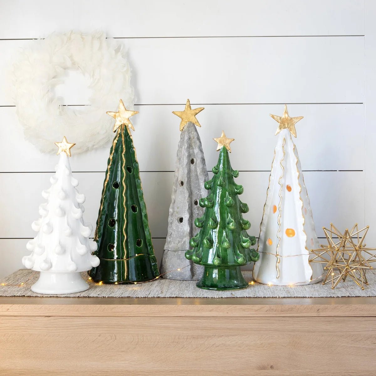 Foresta White Medium Tree with Gold Star - Robert's-VIETRI-Robert's