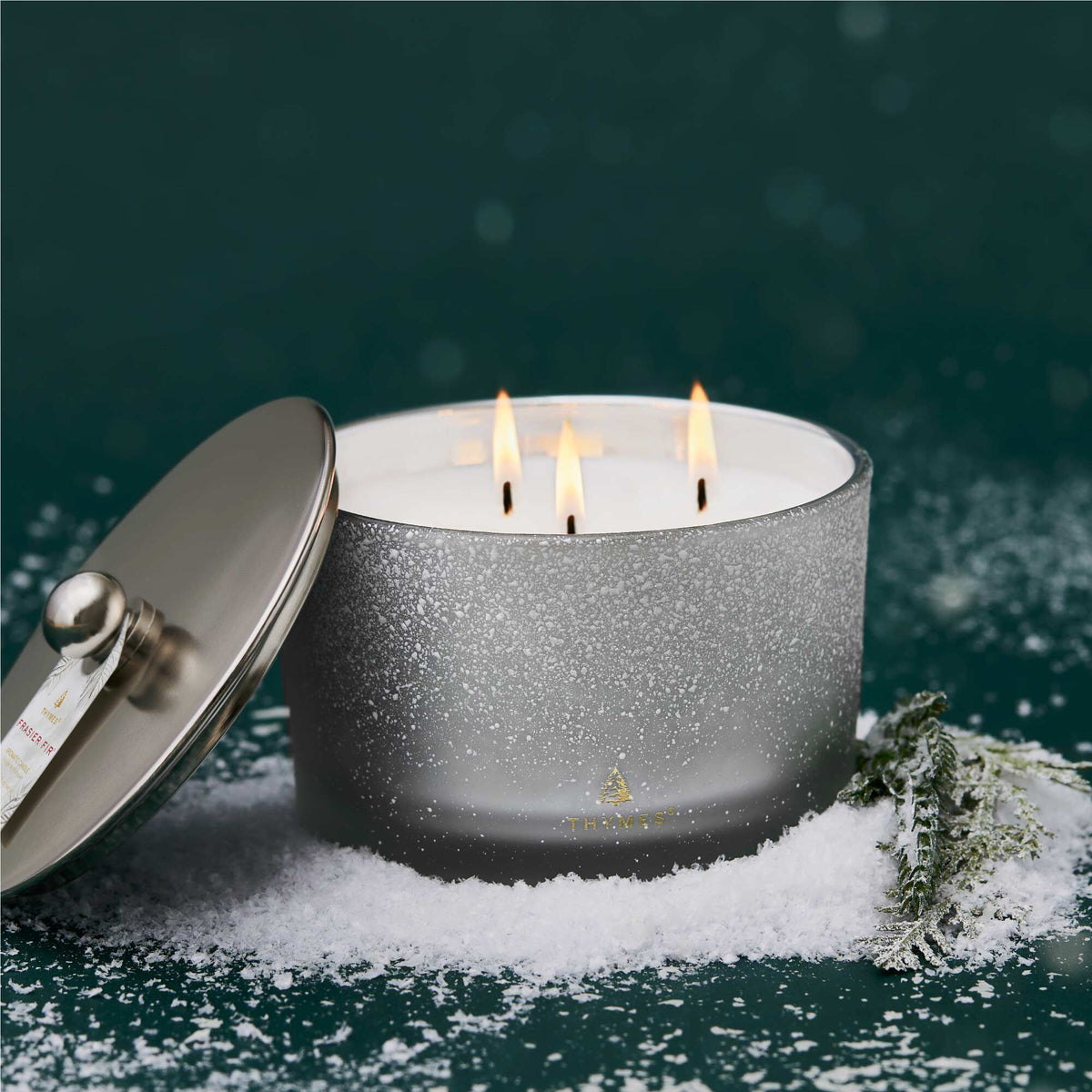 Frasier Fir Flocked 3 Wick Poured Candle - Robert's-Thymes-Robert's