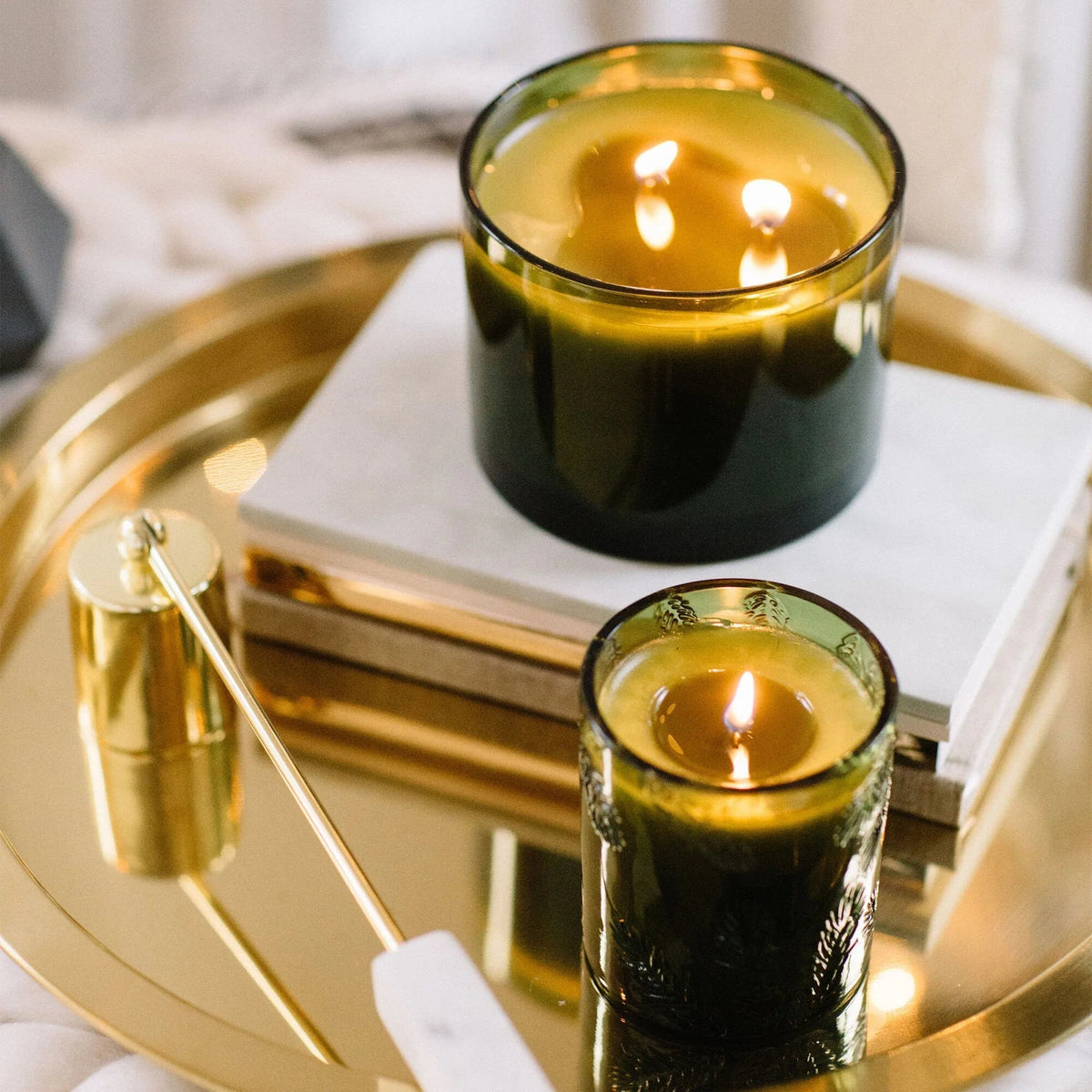 Frasier Fir Molded Green Glass Candle - Robert's-Thymes-Robert's