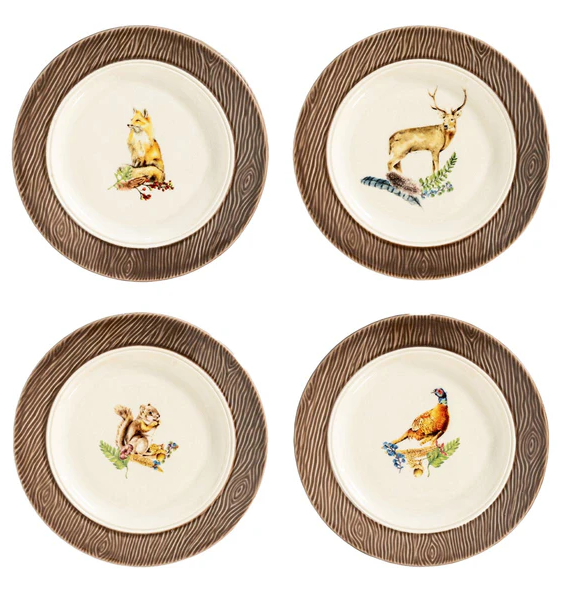 Forest Walk Side Cocktail Plate Assorted Set of 4