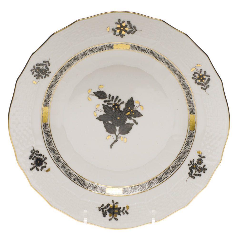 Chinese Bouquet Black Dessert Plate