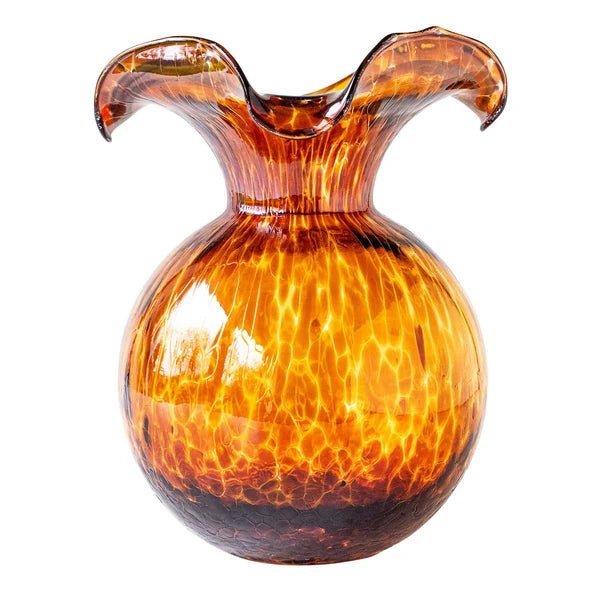 Hibiscus Glass Brown Tortoiseshell Medium Fluted Vase - Robert's-VIETRI-Robert's