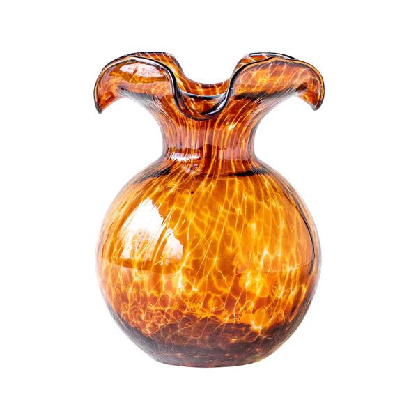 Hibiscus Glass Brown Tortoiseshell Small Fluted Vase - Robert's-VIETRI-Robert's