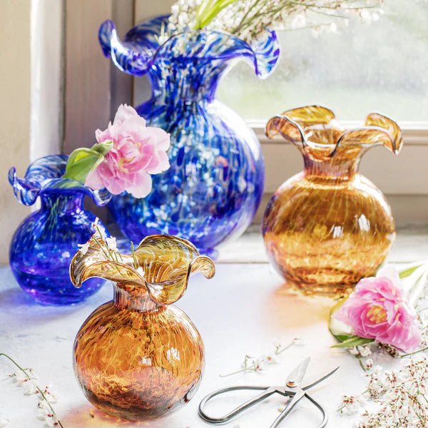 Hibiscus Glass Brown Tortoiseshell Small Fluted Vase - Robert's-VIETRI-Robert's