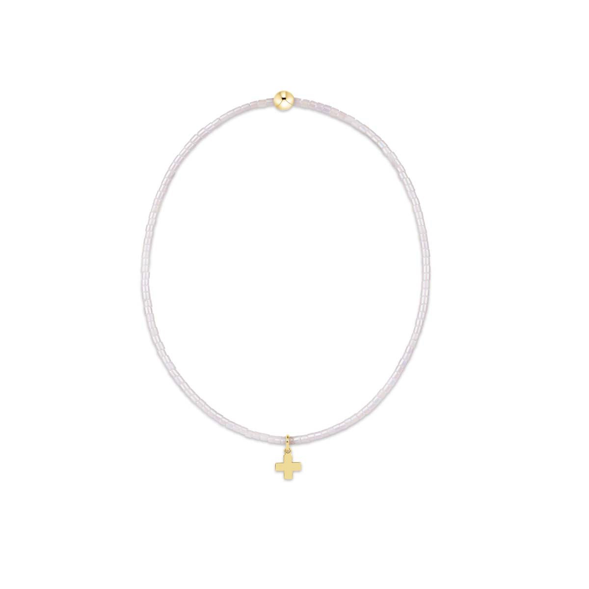 Hope Classic Silky White Bracelet - Signature Cross Small Gold Charm - Robert's-enewton-Robert's