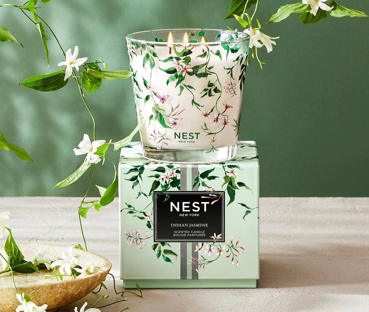 Indian Jasmine Decorative 3-Wick Candle - Robert's-NEST New York-Robert's