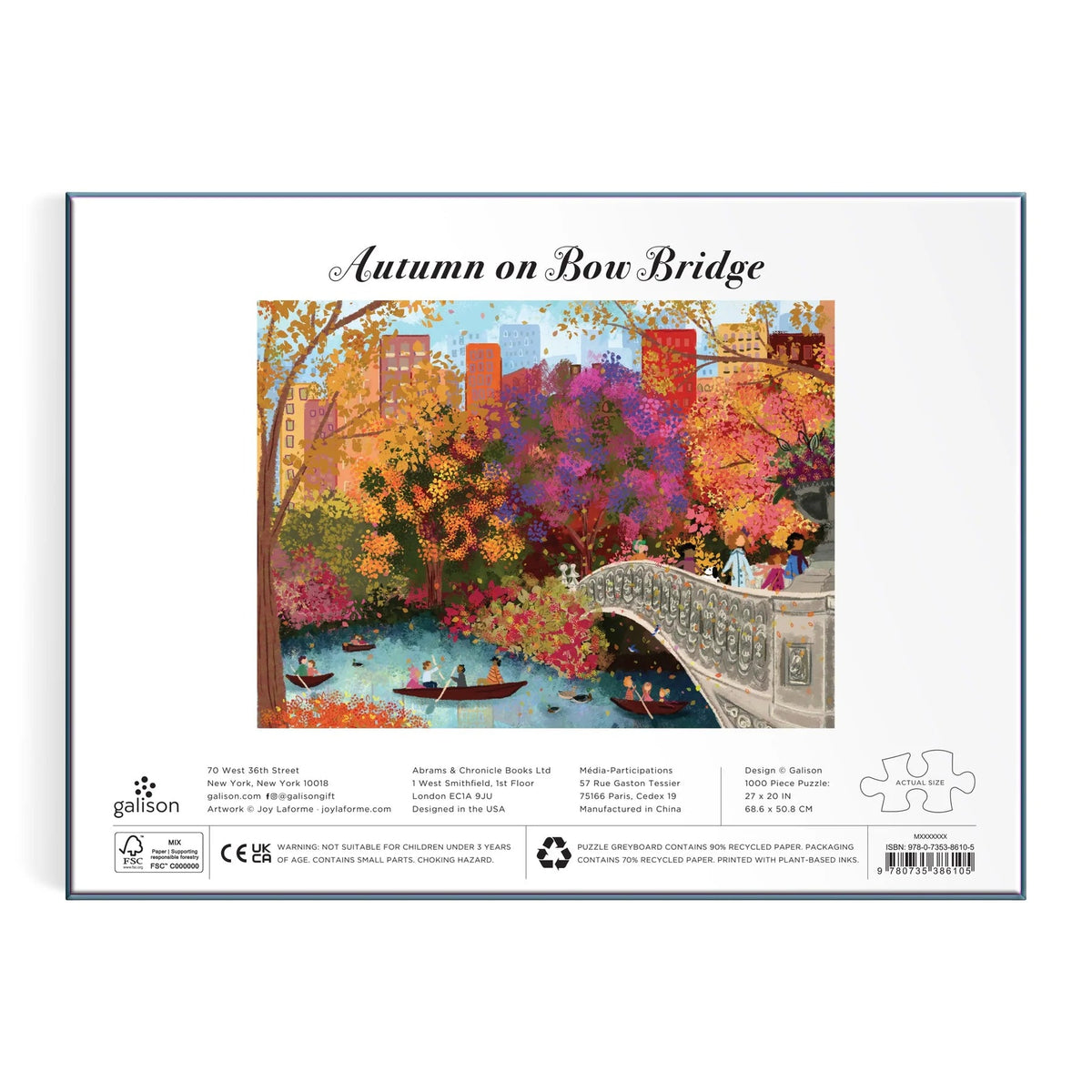 Joy Laforme Autumn on Bow Bridge 1000 Piece Puzzle - Robert's-Chronicle Books-Robert's
