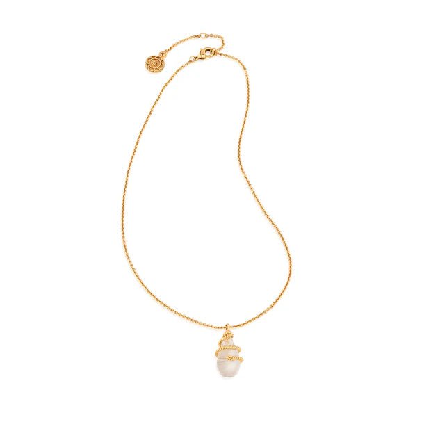 Lily Drop Lily Charm Necklace, 16"+2" - Clear Quartz - Robert's-Capucine De Wulf-Robert's