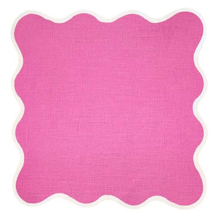Linen Scalloped Square Azaela Napkin or Mat - Robert's-Fenwick Fields Linens-Robert's