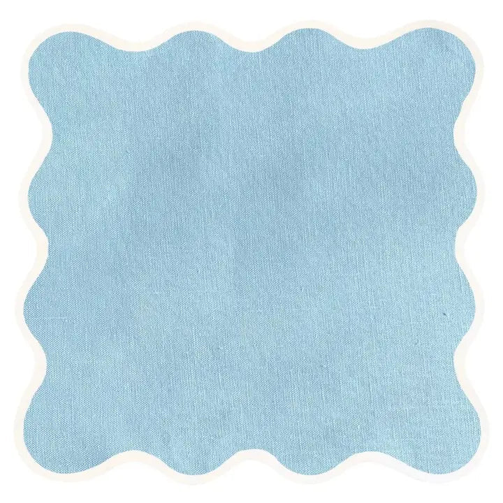 Linen Scalloped Square Sky Blue Napkin or Mat - Robert's-Fenwick Fields Linens-Robert's