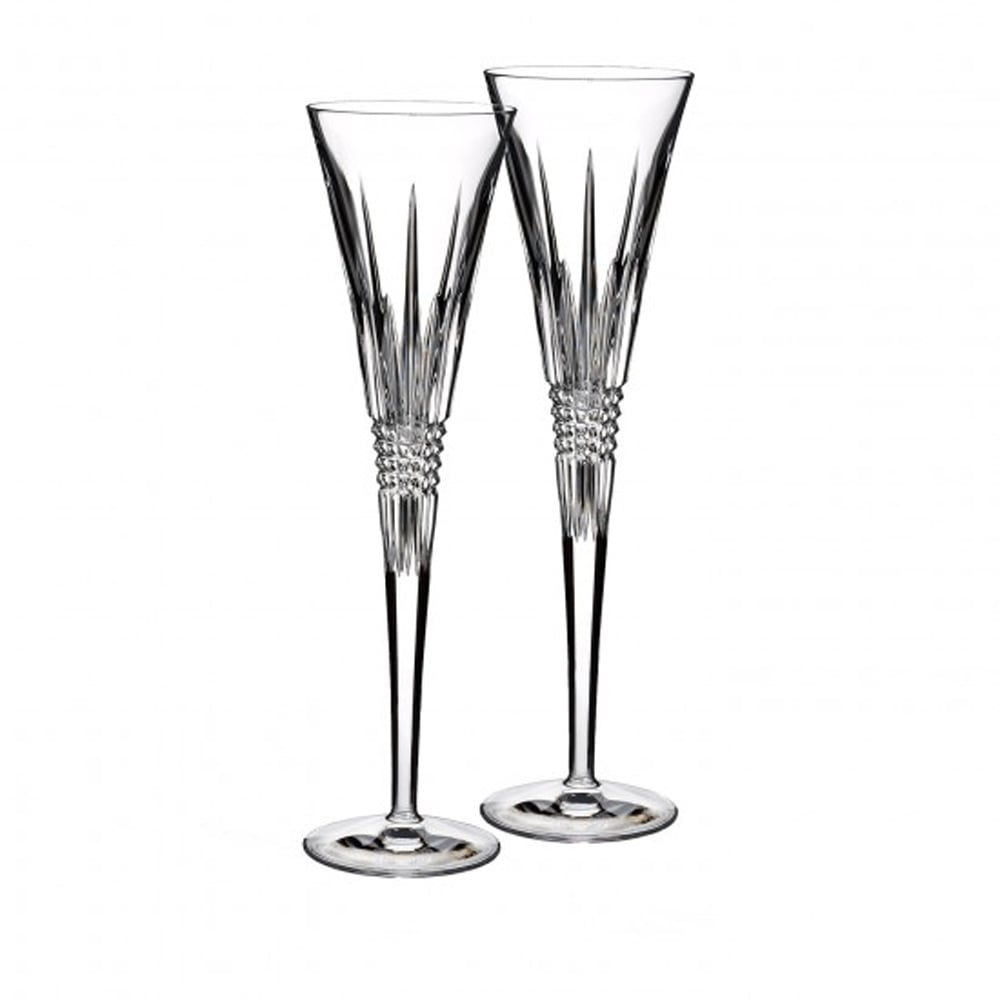 Lismore Diamond Toasting Flutes, 5.5oz, Set of 2 - Robert's-WATERFORD CRYSTAL-Robert's