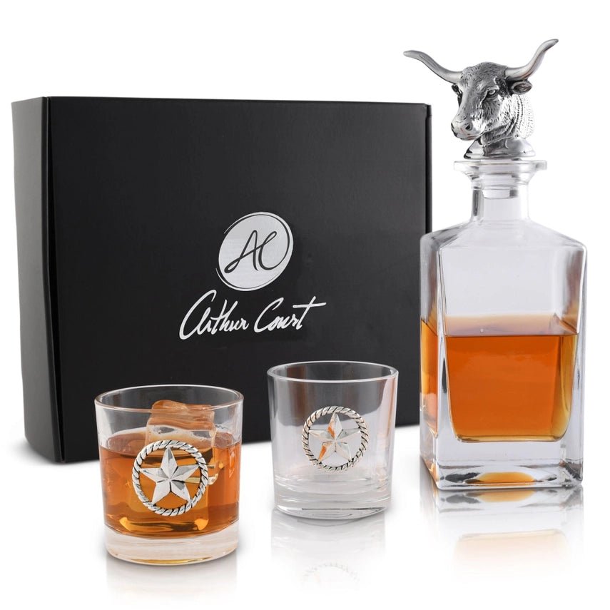 Longhorn Decanter Set with Pair of Glasses - Robert's-Arthur Court-Robert's