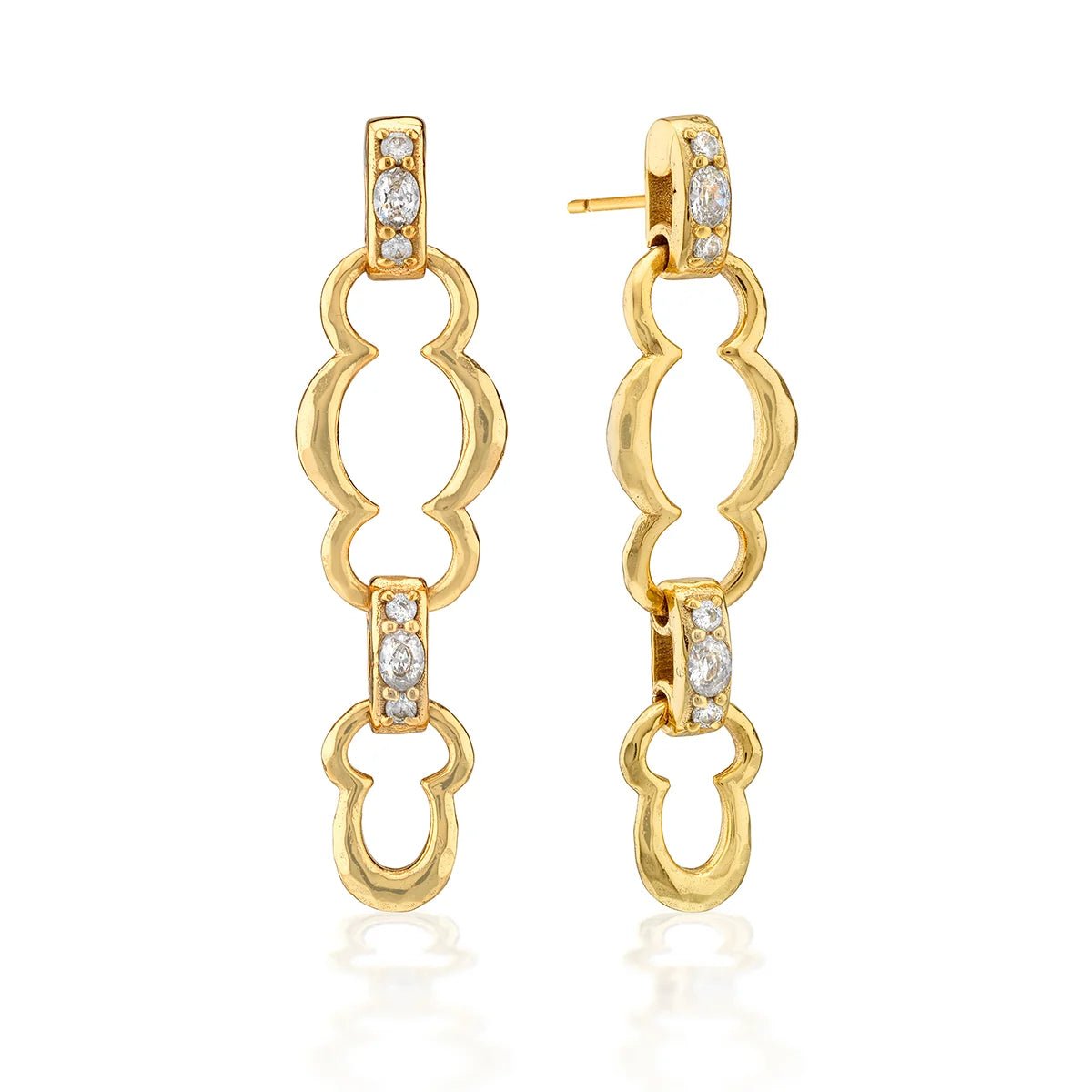 Maharani Grande Double Drop Earrings - Clear Cubic Zirconia - Robert's-Capucine De Wulf-Robert's