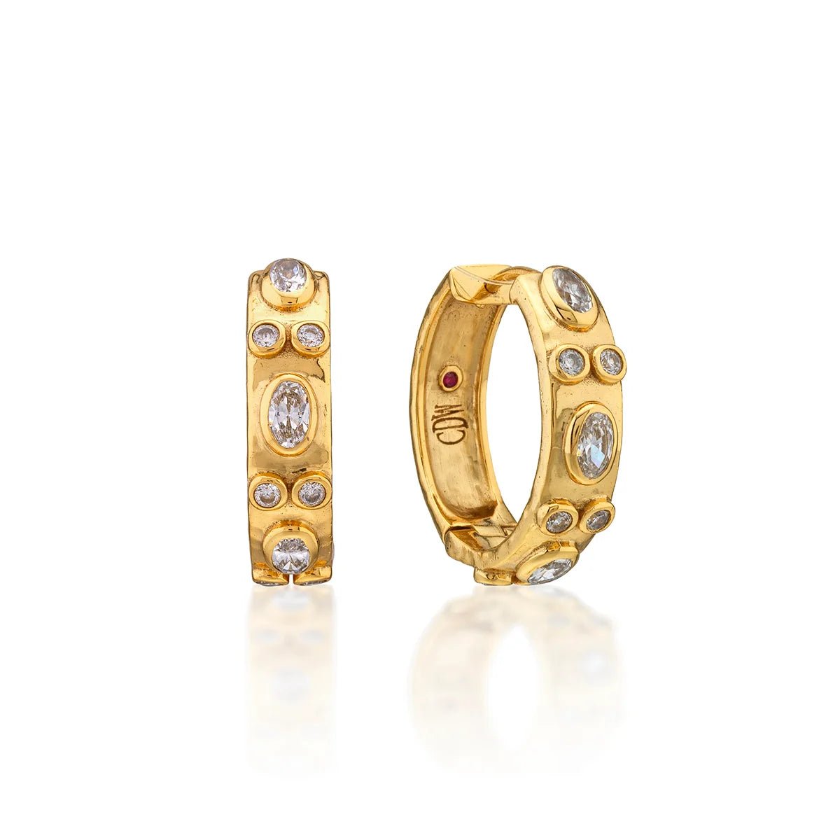 Maharani Huggie Hoop Earrings - Clear Cubic Zirconia - Robert's-Capucine De Wulf-Robert's