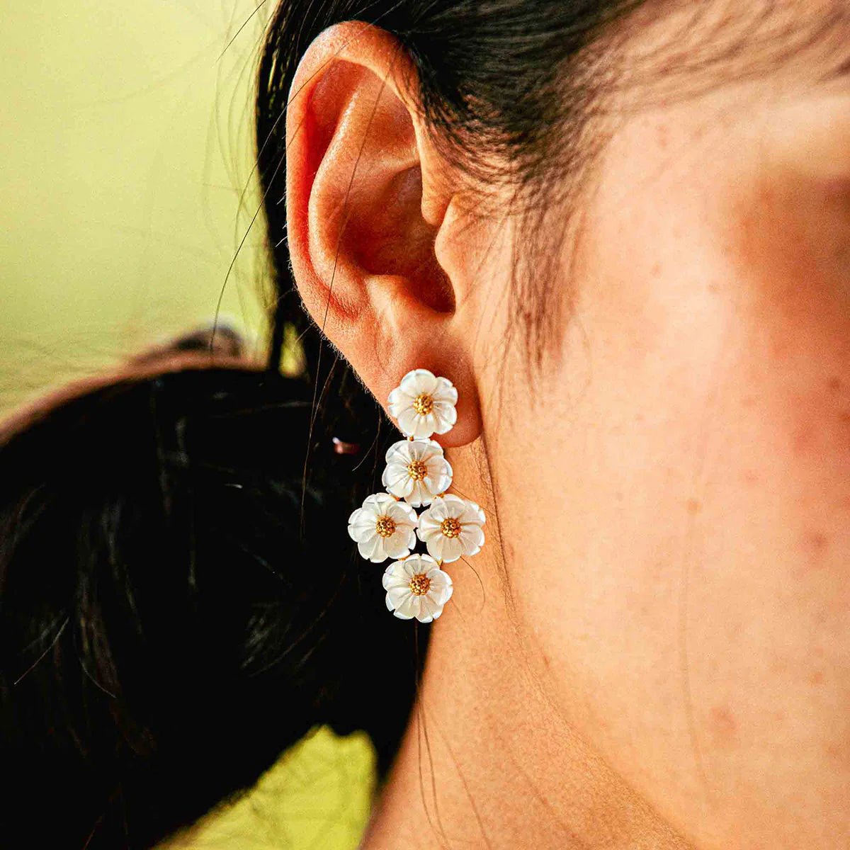 Mermaid Garden Floral Petite Post Drop Earrings - MOP/Gold - Robert's-Capucine De Wulf-Robert's
