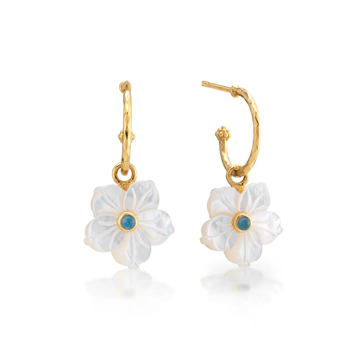 Mermaid Garden Hoop Earrings with Flower Charm - MOP - Robert's-Capucine De Wulf-Robert's