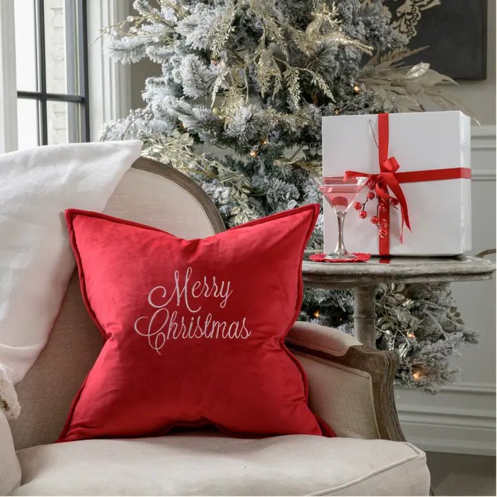 Merry Christmas Velvet Sicily Throw Pillow - Robert's-Arte Italica-Robert's