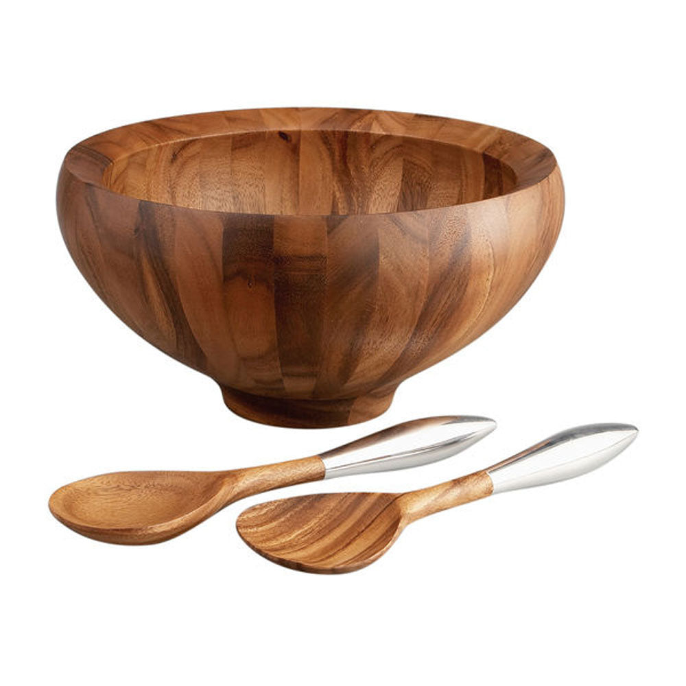 Nambe Yaro Wood Salad Bowl with Servers