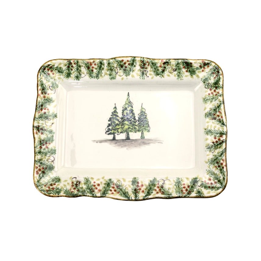 Natale Scalloped Medium Rectangular Tray - Robert's-Arte Italica-Robert's