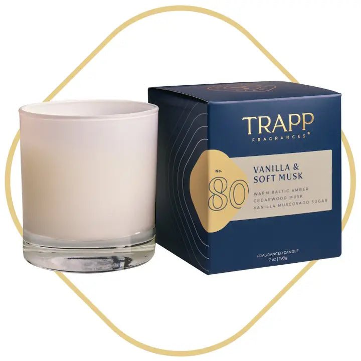 No. 80 Vanilla & Soft Musk 7 oz. Candle in Signature Box - Robert's-Trapp-Robert's