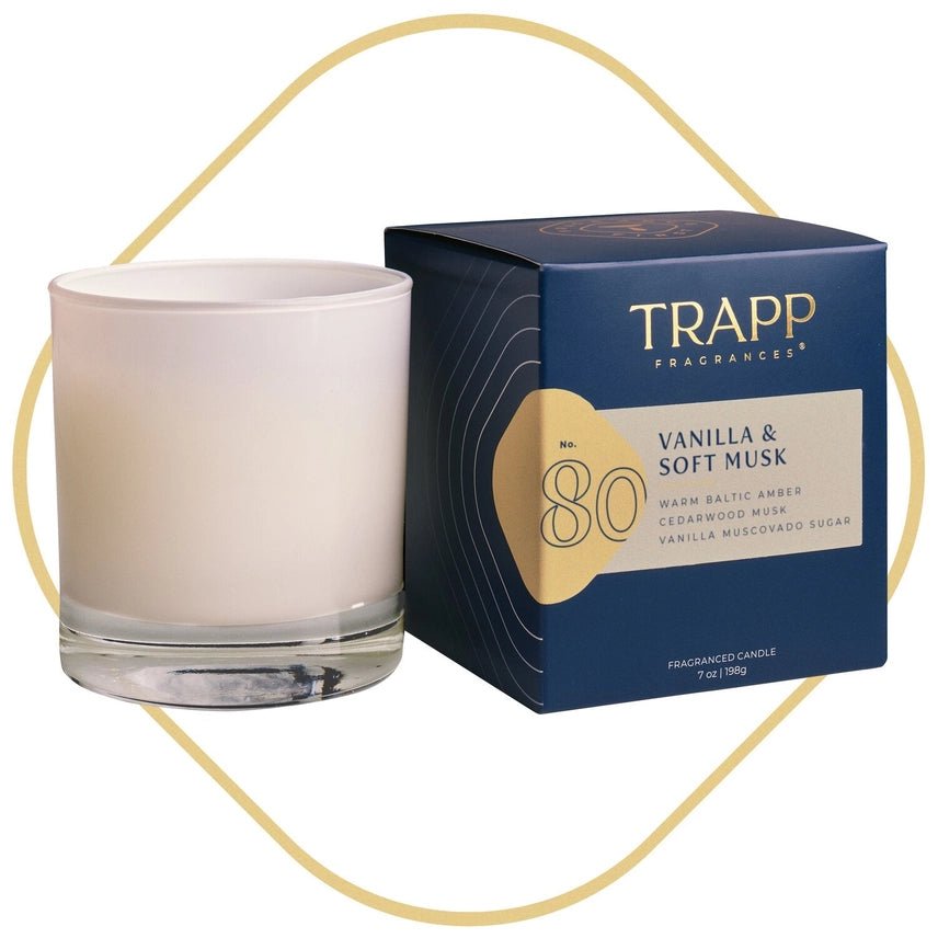 No. 80 Vanilla & Soft Musk 7 oz. Candle in Signature Box - Robert's-Trapp-Robert's